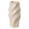 Xenos Vaas gedraaid - beige - ø8.4x17.5 cm- Vazen|Vazen