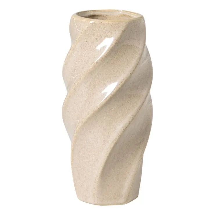 Xenos Vaas gedraaid - beige - ø8.4x17.5 cm- Vazen|Vazen