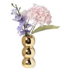 Xenos Vaas geribbeld - goud - ø12.5x5 cm- Vazen|Vazen
