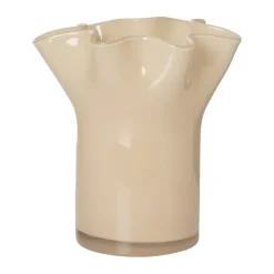 Xenos Vaas golf - beige - 22.5x20x19 cm- Vazen|Vazen