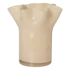 Xenos Vaas golf - beige - 22.5x20x19 cm- Vazen|Vazen