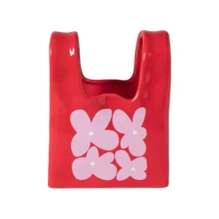 Xenos Vaas handtas Bianca - rood/roze - 17.5x14x8.5 cm- Vazen|Vazen