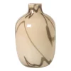 Xenos Vaas met lijnen - beige/bruin - ø16.5x26 cm- Kerstcadeaus|Vazen