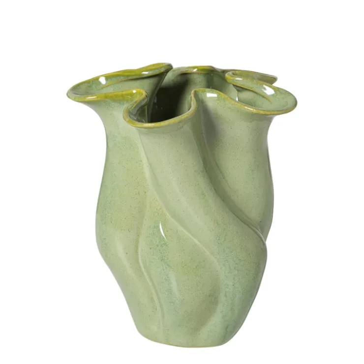 Xenos Vaas reactive glaze klein - groen - 19.3x16x14.3 cm- Vazen|Vazen
