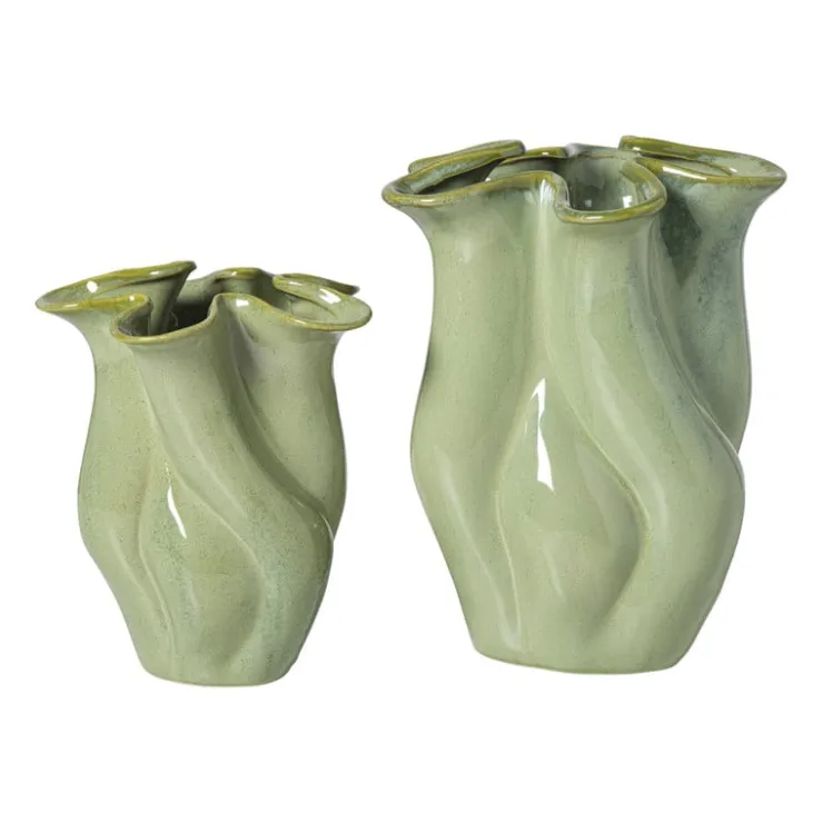 Xenos Vaas reactive glaze klein - groen - 19.3x16x14.3 cm- Vazen|Vazen