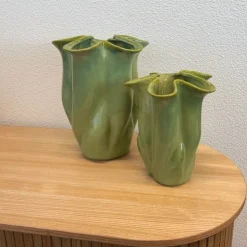 Xenos Vaas reactive glaze klein - groen - 19.3x16x14.3 cm- Vazen|Vazen