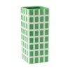 Xenos Vaas tegel groot - groen - 20x8x8 cm- Vazen|Vazen
