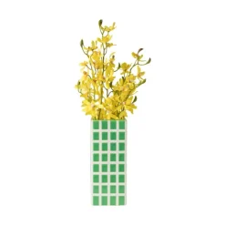 Xenos Vaas tegel groot - groen - 20x8x8 cm- Vazen|Vazen