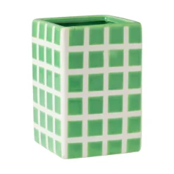 Xenos Vaas tegel klein - groen - 12x8x8 cm- Vazen|Vazen