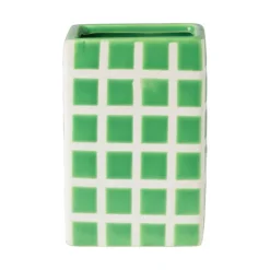 Xenos Vaas tegel klein - groen - 12x8x8 cm- Vazen|Vazen