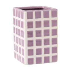Xenos Vaas tegel klein - paars - 12x8x8 cm- Vazen|Vazen