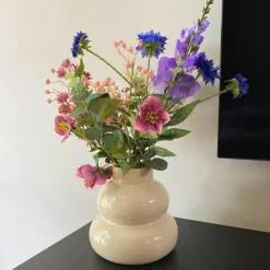 Xenos Vaas tweelaags - beige - ø16x17 cm- Vazen|Vazen