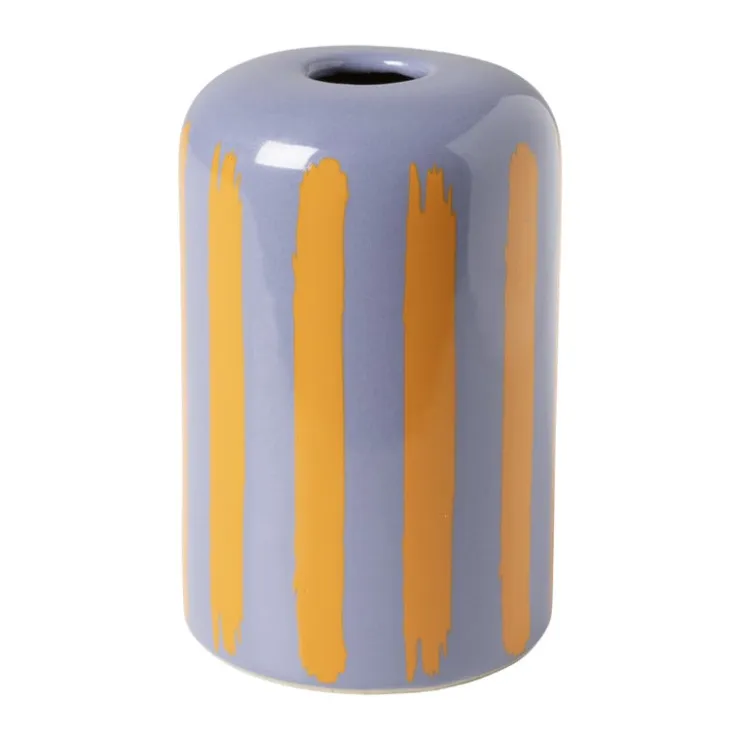Xenos Vaas voor geurstokjes strepen - paars/oranje - ø8x13 cm- Vazen|Vazen