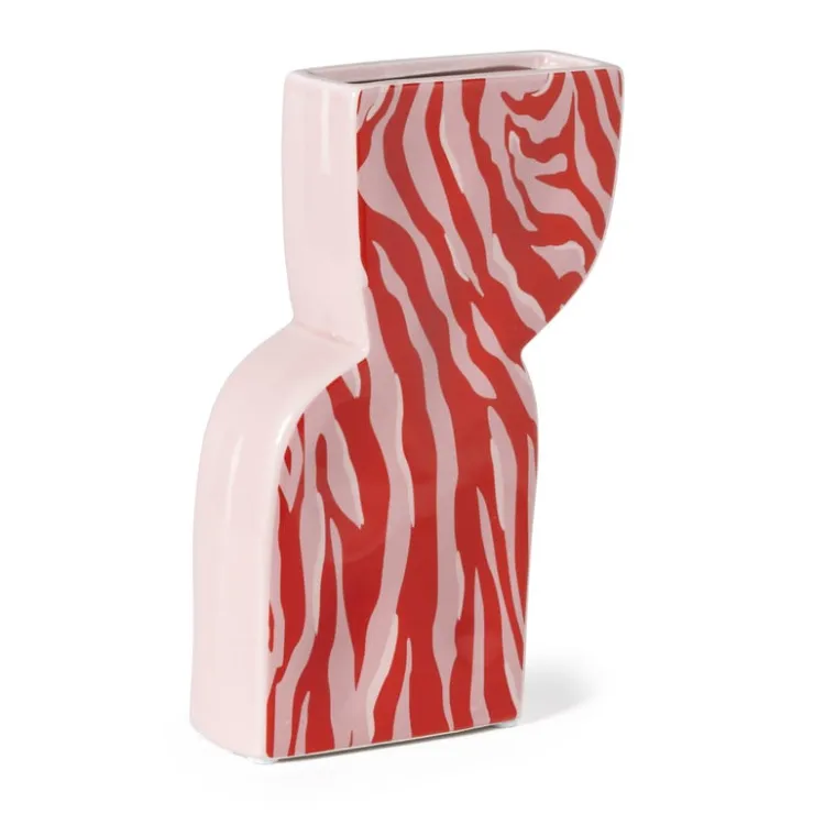 Xenos Vaas zebra - roze - 22x14.4x5.2 cm- Vazen|Vazen