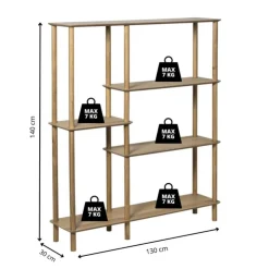 Xenos Vakkenkast Scandi hoog - naturel - 140x120x30 cm- Vakkenkasten