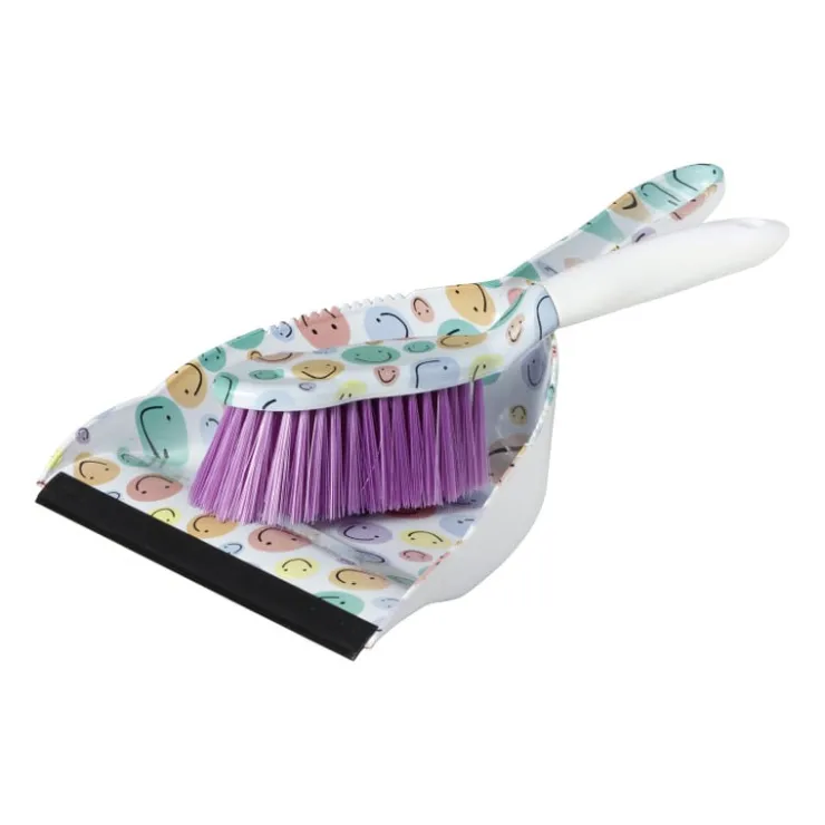 Xenos Veger en blik smiley - set van 2 - 35x22x10 cm- Stoffer En Blik