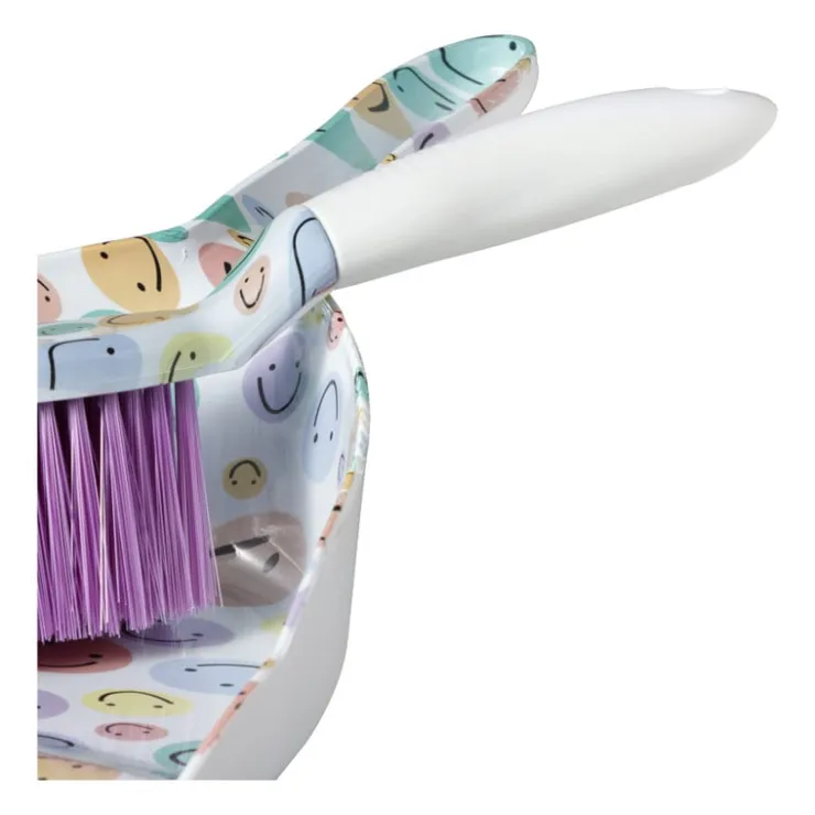 Xenos Veger en blik smiley - set van 2 - 35x22x10 cm- Stoffer En Blik