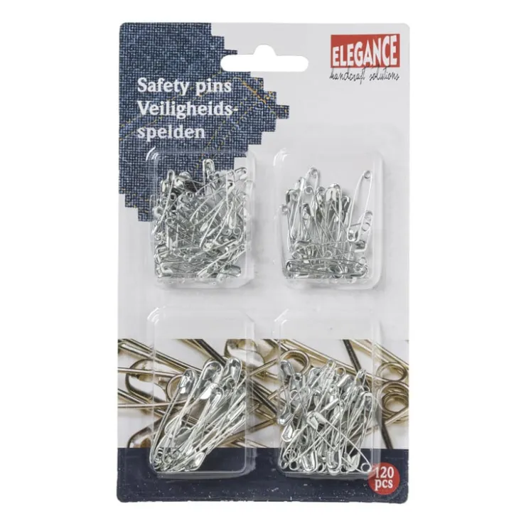 Xenos Veiligheidsspelden - zilver - 120 stuks- Knutselspullen