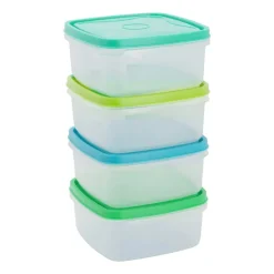 Xenos Vershoudbakjes van plastic - 0.9 liter - set van 4- Bewaardozen