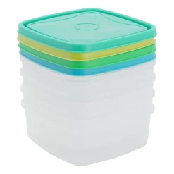 Xenos Vershoudbakjes van plastic - 0.9 liter - set van 4- Bewaardozen