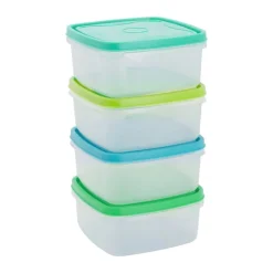 Xenos Vershoudbakjes van plastic - 250 ml - set van 4- Bewaardozen