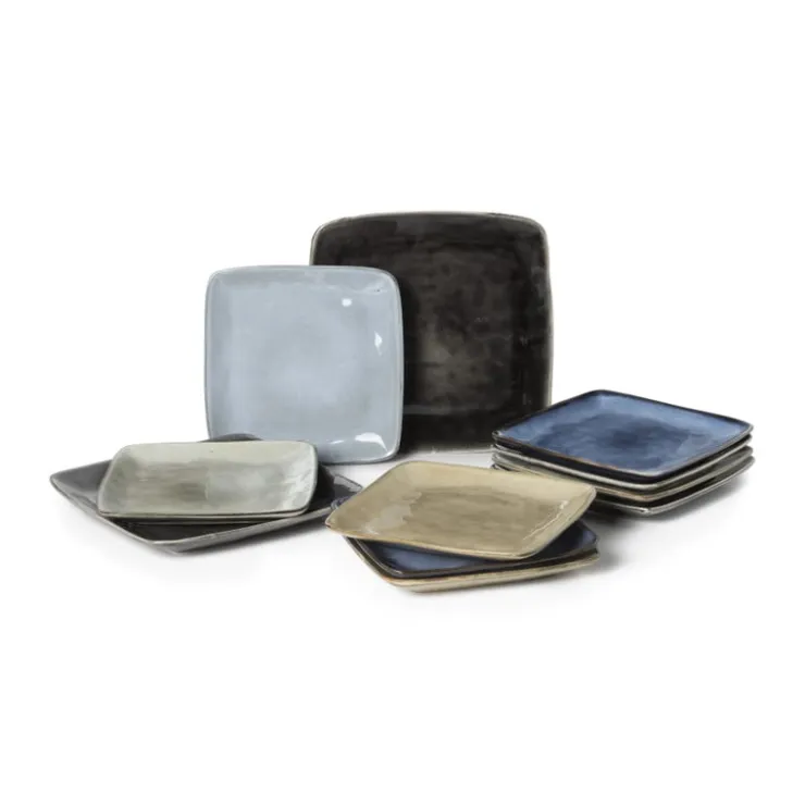 Xenos Vierkant bord Toscane - beige - 20x20 cm- Borden