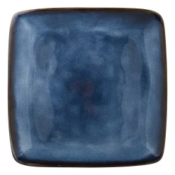 Xenos Vierkant bord Toscane - donkerblauw - 20x20 cm- Borden
