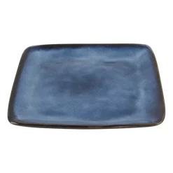 Xenos Vierkant bord Toscane - donkerblauw - 20x20 cm- Borden
