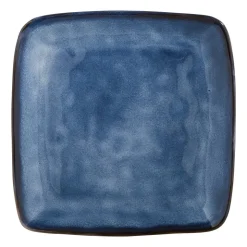 Xenos Vierkant bord Toscane - donkerblauw - 25x25 cm- Borden