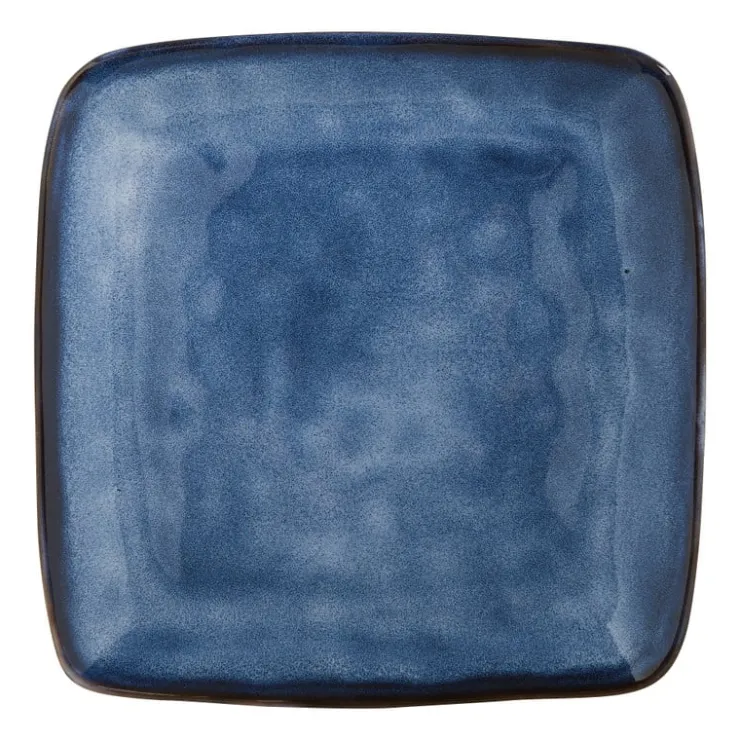 Xenos Vierkant bord Toscane - donkerblauw - 25x25 cm- Borden