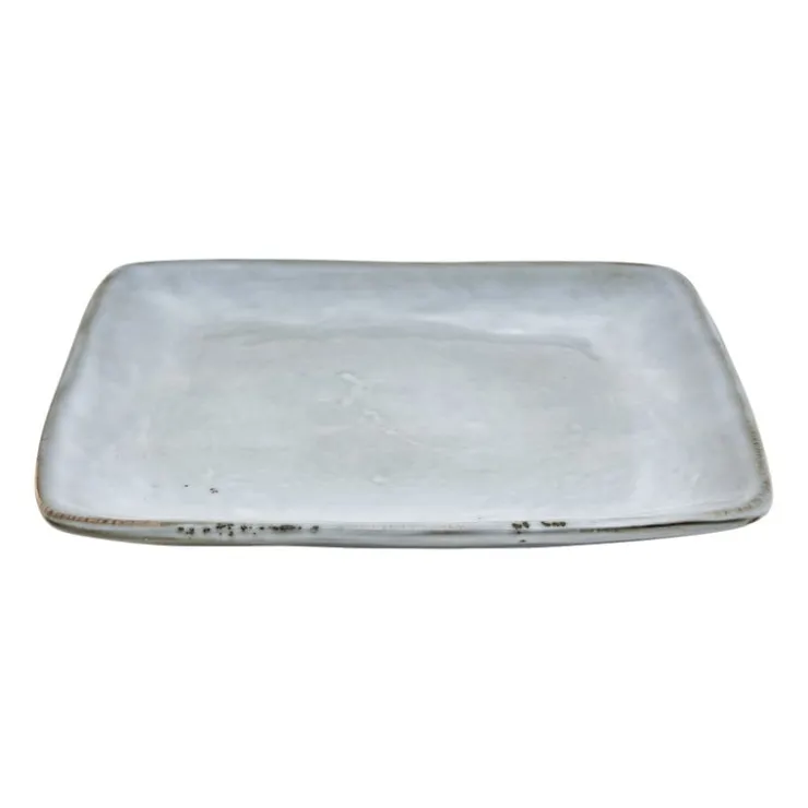 Xenos Vierkant bord Toscane - lichtblauw - 20x20 cm- Borden