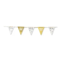 Xenos Vlaggenlijn wink - wit/goud - 5 meter- Babyshower
