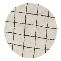 Xenos Vloerkleed berber rond - zwart/beige - ø120 cm- Vloerkleden