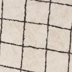 Xenos Vloerkleed berber rond - zwart/beige - ø120 cm- Vloerkleden