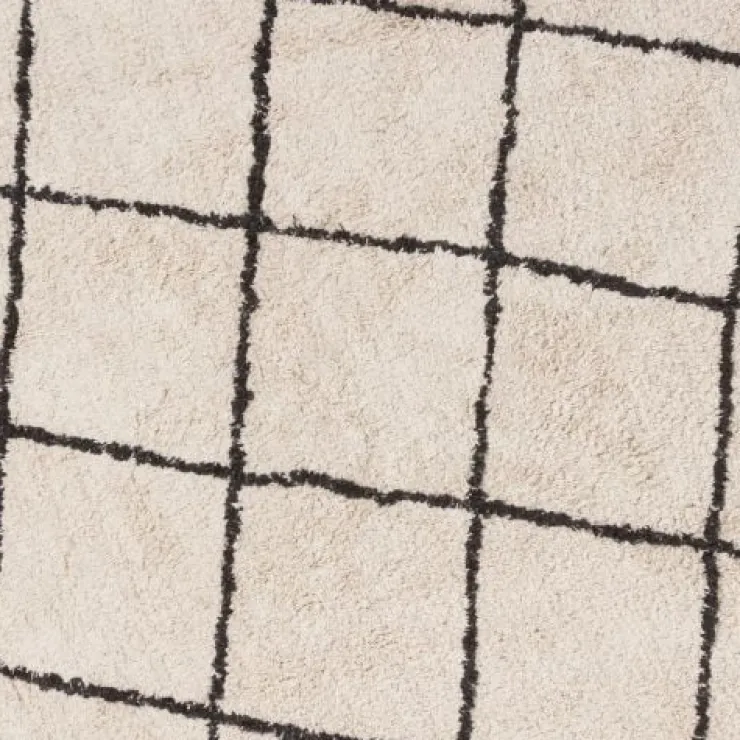 Xenos Vloerkleed berber rond - zwart/beige - ø120 cm- Vloerkleden