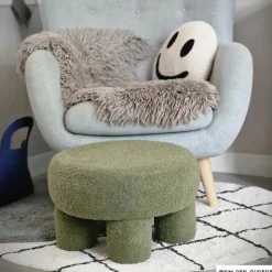 Xenos Vloerkleed berber rond - zwart/beige - ø120 cm- Vloerkleden