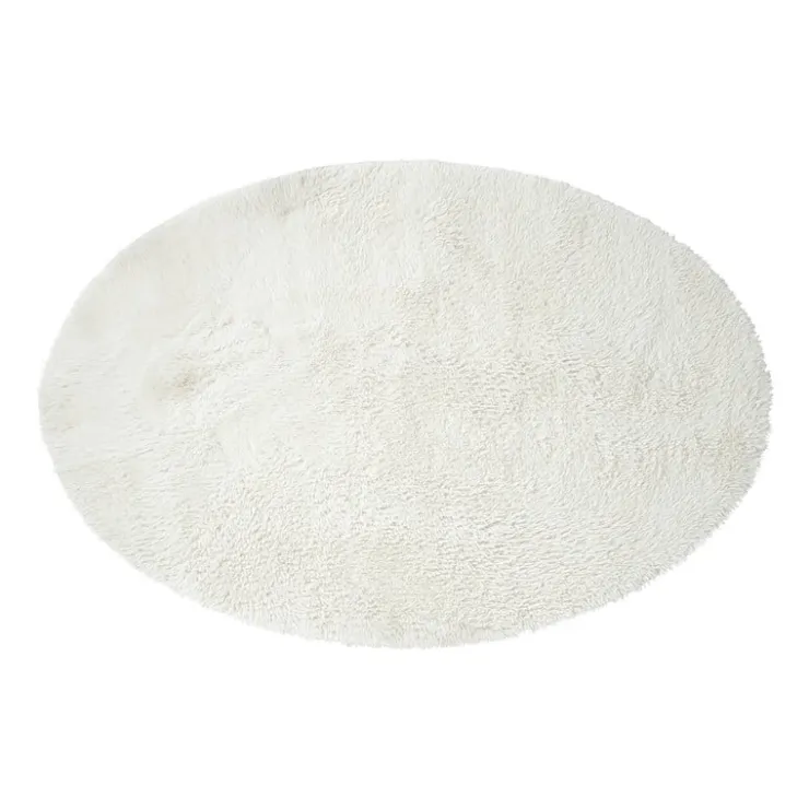 Xenos Vloerkleed fluffy ovaal - wit - 120x180 cm- Vloerkleden