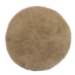 Xenos Vloerkleed fluffy rond - bruin - ø120 cm- Vloerkleden