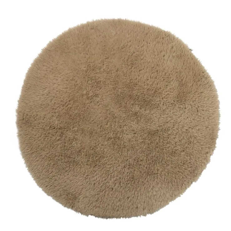 Xenos Vloerkleed fluffy rond - bruin - ø120 cm- Vloerkleden