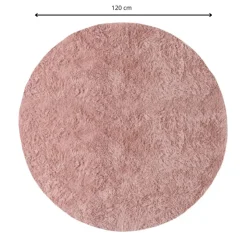 Xenos Vloerkleed fluffy rond - roze - ø120 cm- Vloerkleden