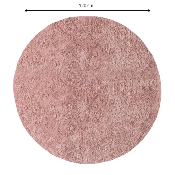 Xenos Vloerkleed fluffy rond - roze - ø120 cm- Vloerkleden