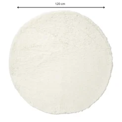 Xenos Vloerkleed fluffy rond - wit - ø120 cm- Vloerkleden