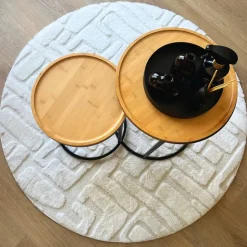 Xenos Vloerkleed native - wit - ø120 cm- Vloerkleden