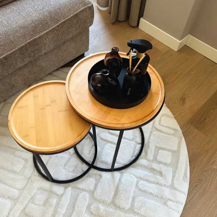 Xenos Vloerkleed native - wit - ø120 cm- Vloerkleden