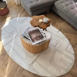 Xenos Vloerkleed native ovaal - wit - 120x180 cm- Vloerkleden