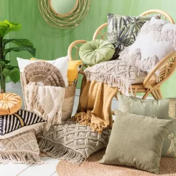 Xenos Vloerkleed riet - bruin - 87 cm- Vloerkleden