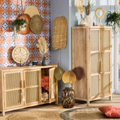 Xenos Vloerkleed riet - naturel - 87 cm- Vloerkleden