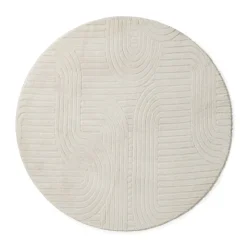 Xenos Vloerkleed wave - wit - ø120 cm- Vloerkleden