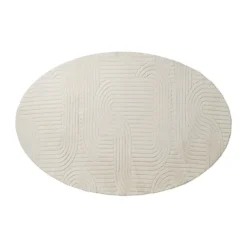 Xenos Vloerkleed wave ovaal - wit - 120x180 cm- Vloerkleden