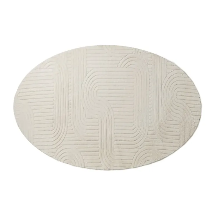 Xenos Vloerkleed wave ovaal - wit - 120x180 cm- Vloerkleden